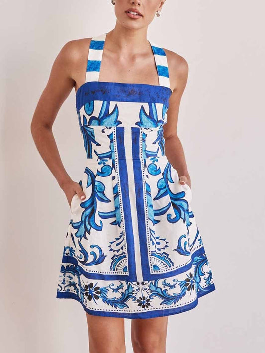 Exquisite Painted Print Camisole Mini Dress
