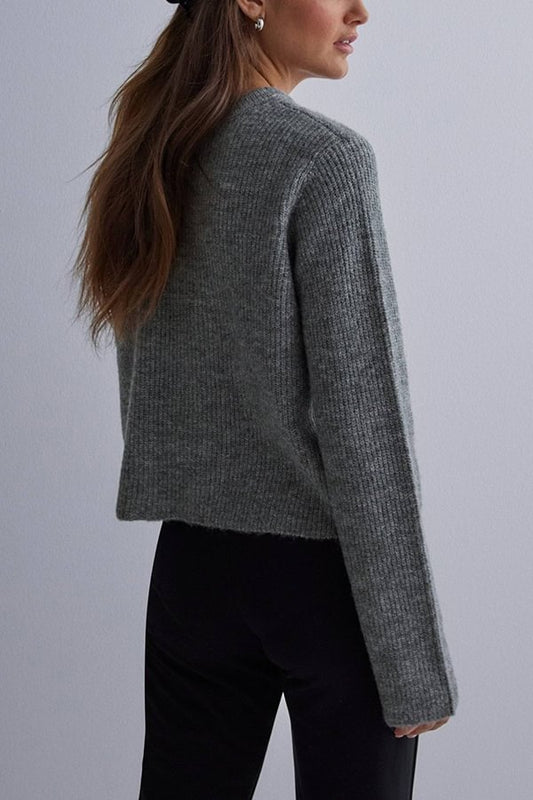 Color Loose Long Sleeve Lace-up Knitted Cardigan