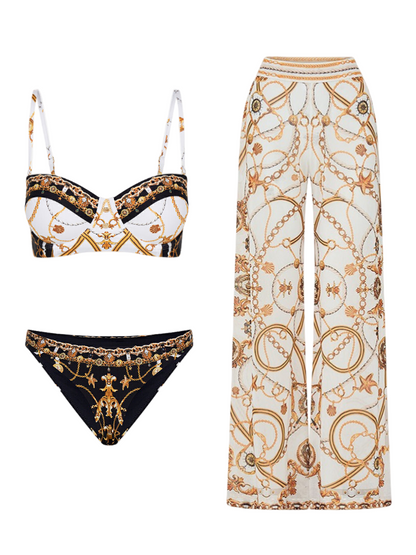 Printed One Piece and Pants Swimwear