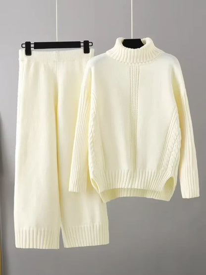 Scarlett - High-neck Knit Sweater & Loose Pants Set