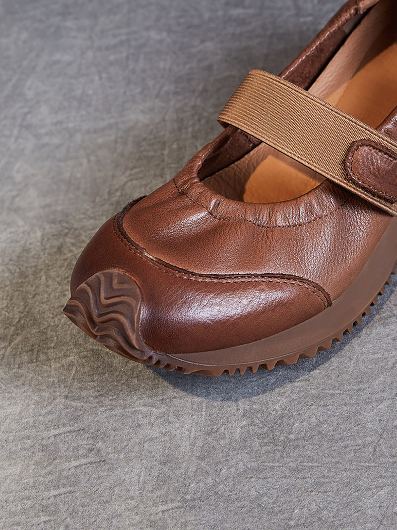 Summer Retro Leather Platform Shoes Sc1025