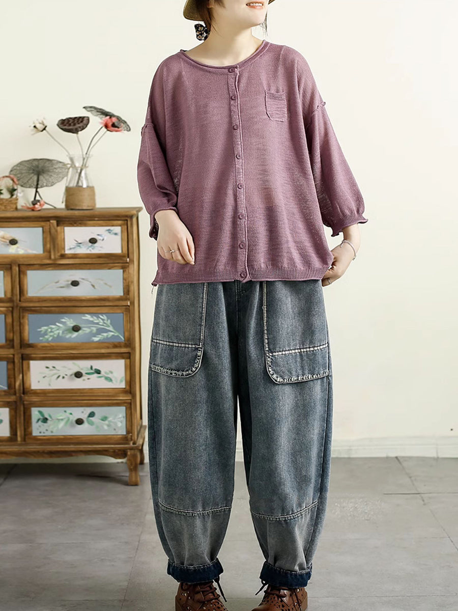Summer Denim Spliced Harem Pants Qw1016