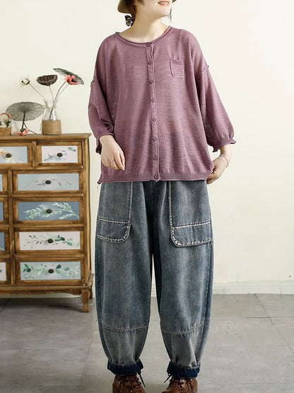 Summer Denim Spliced Harem Pants Qw1016