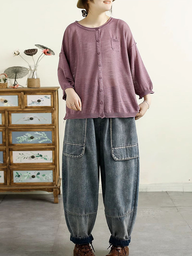 Summer Denim Spliced Harem Pants Qw1016