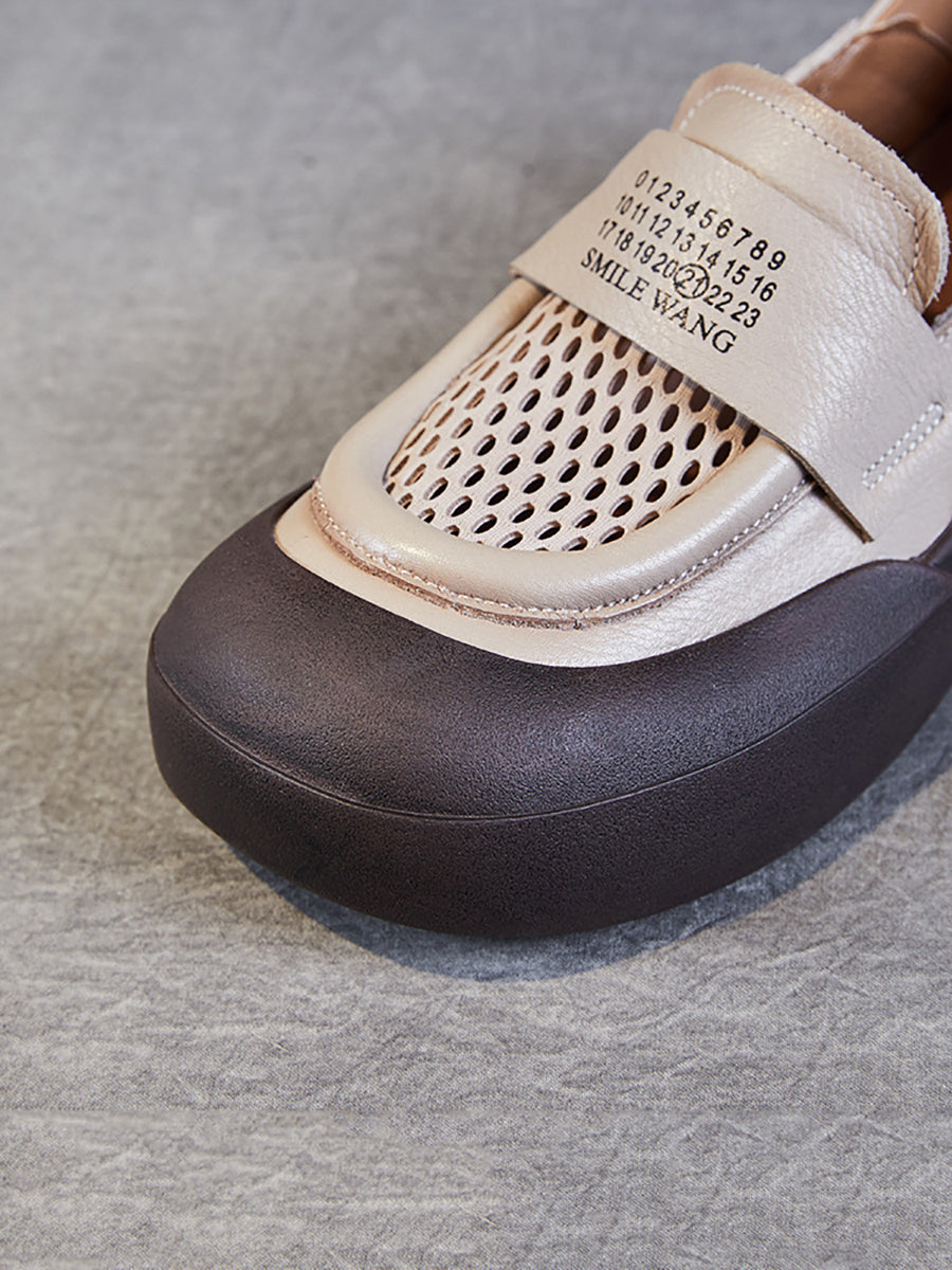 Summer Leather Cutout Flat Shoes Pp1030