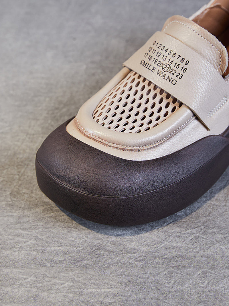 Summer Leather Cutout Flat Shoes Pp1030