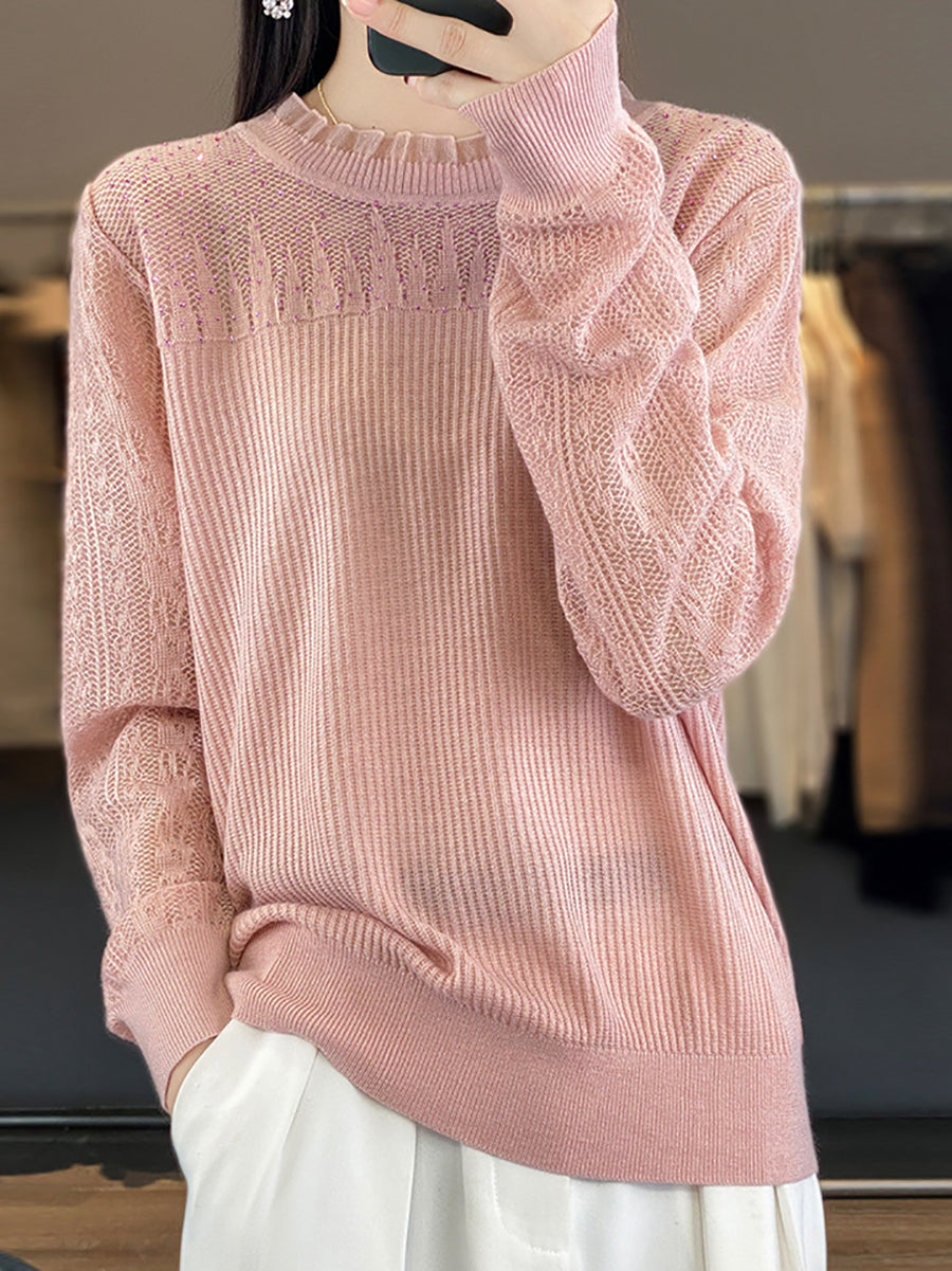 Autumn Lace Knit Sweater Qm030