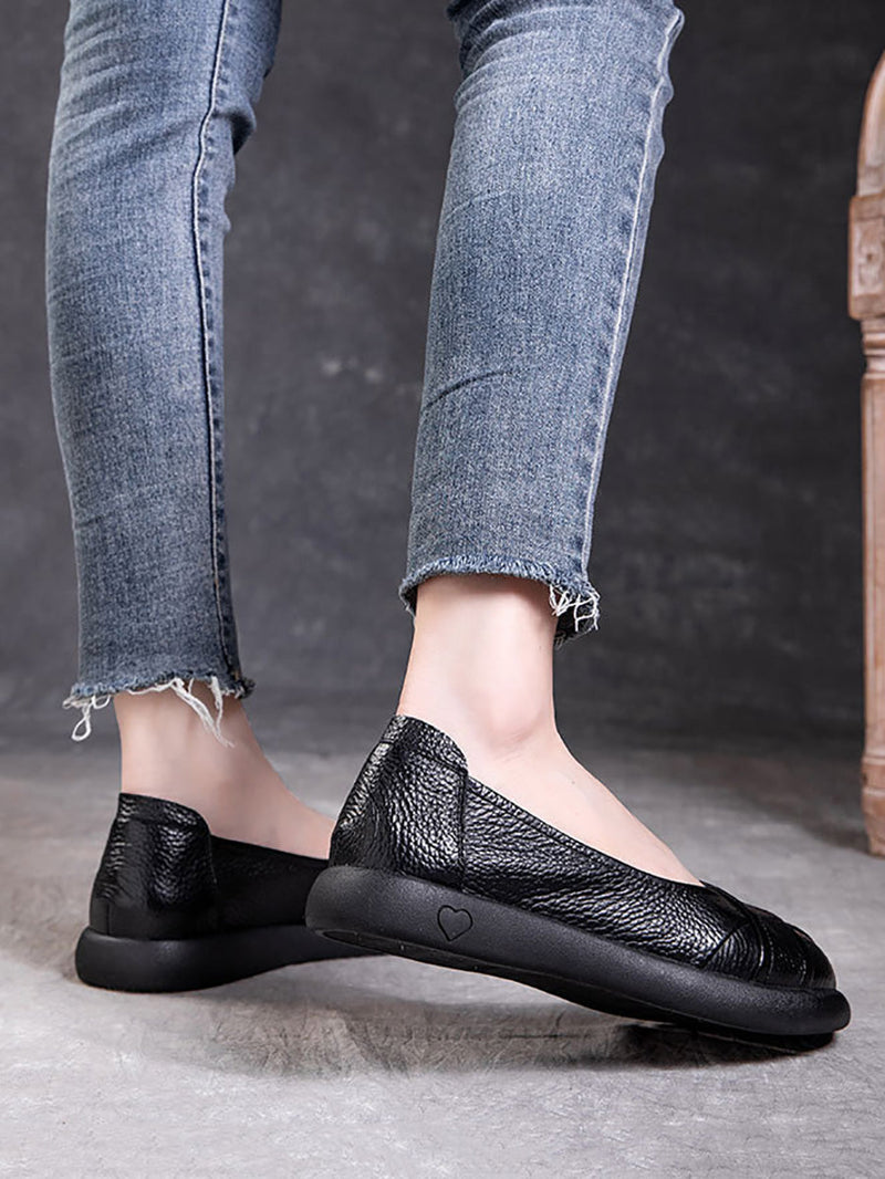 Spliced Genuine Cross Shoes Flat Leather