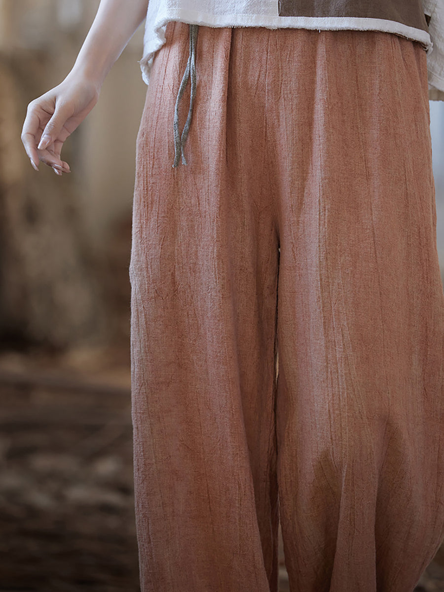Summer Worn Straight Linen Pants Io1010