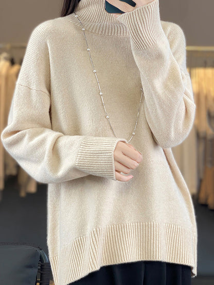 Autumn Turtleneck 100%wool Sweater Qu012