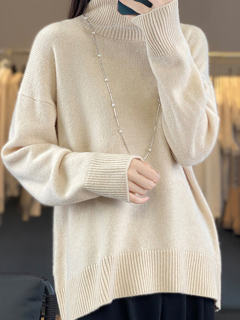 Autumn Turtleneck 100%wool Sweater Qu012