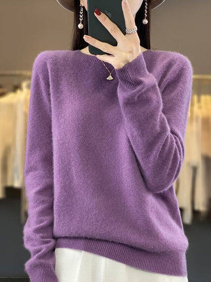 Autumn Knit 100%wool O-neck Sweater Wu023