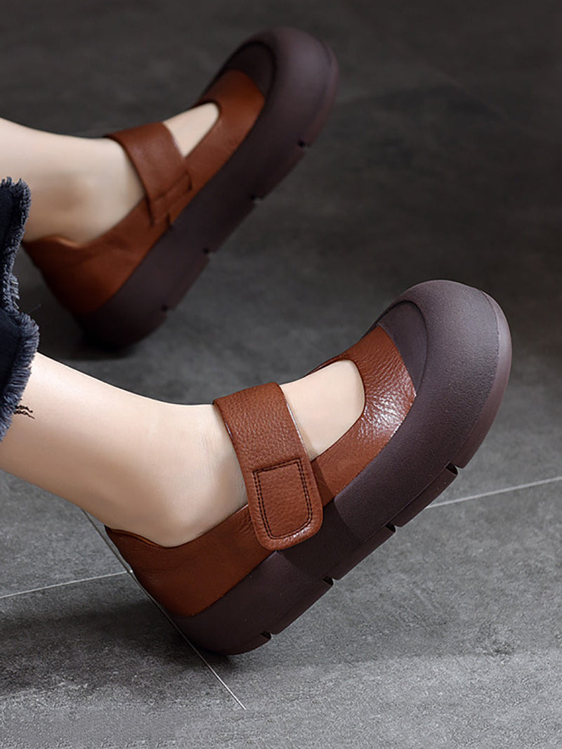 Summer Leather Colorblock Flat Shoes Cv1012