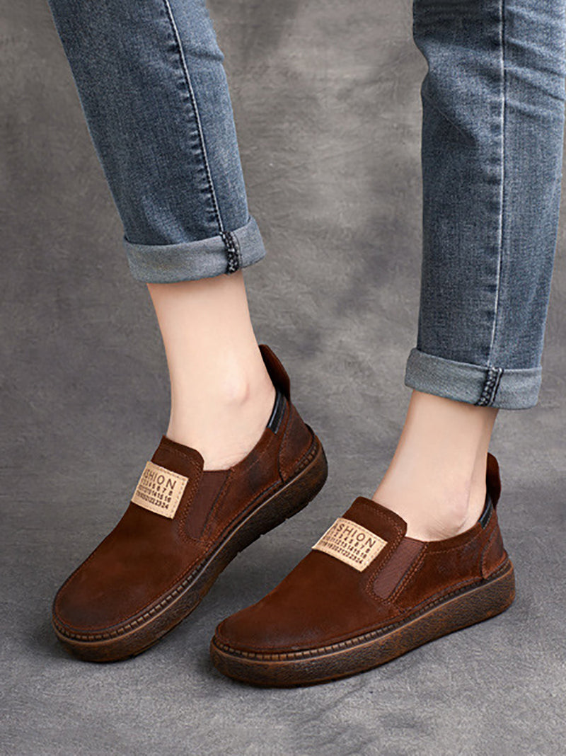Summer Suded Leather Flat Shoes Zz1039