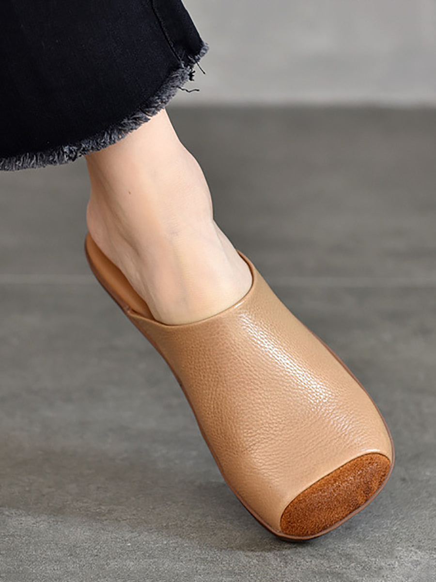 Summer Artsy Colorblock Leather Slippers Xx1011