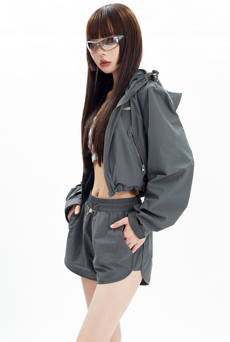 Sports Style Short Jacket and Shorts