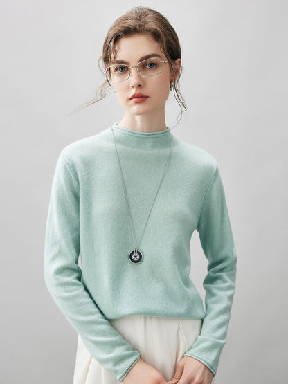 100% Cashmere Round Neck Knit Sweater