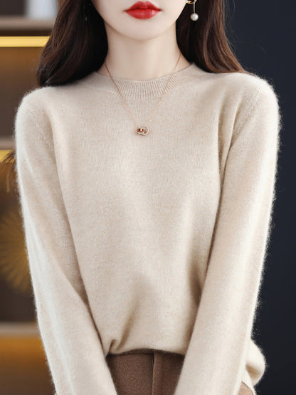 Autumn Wool Knitted O-neck Bottom Sweater Cx058