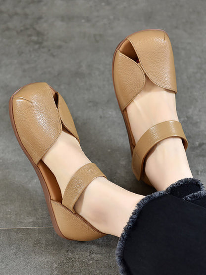 Summer Leather Soft Spliced Flat Sandals Zz1025