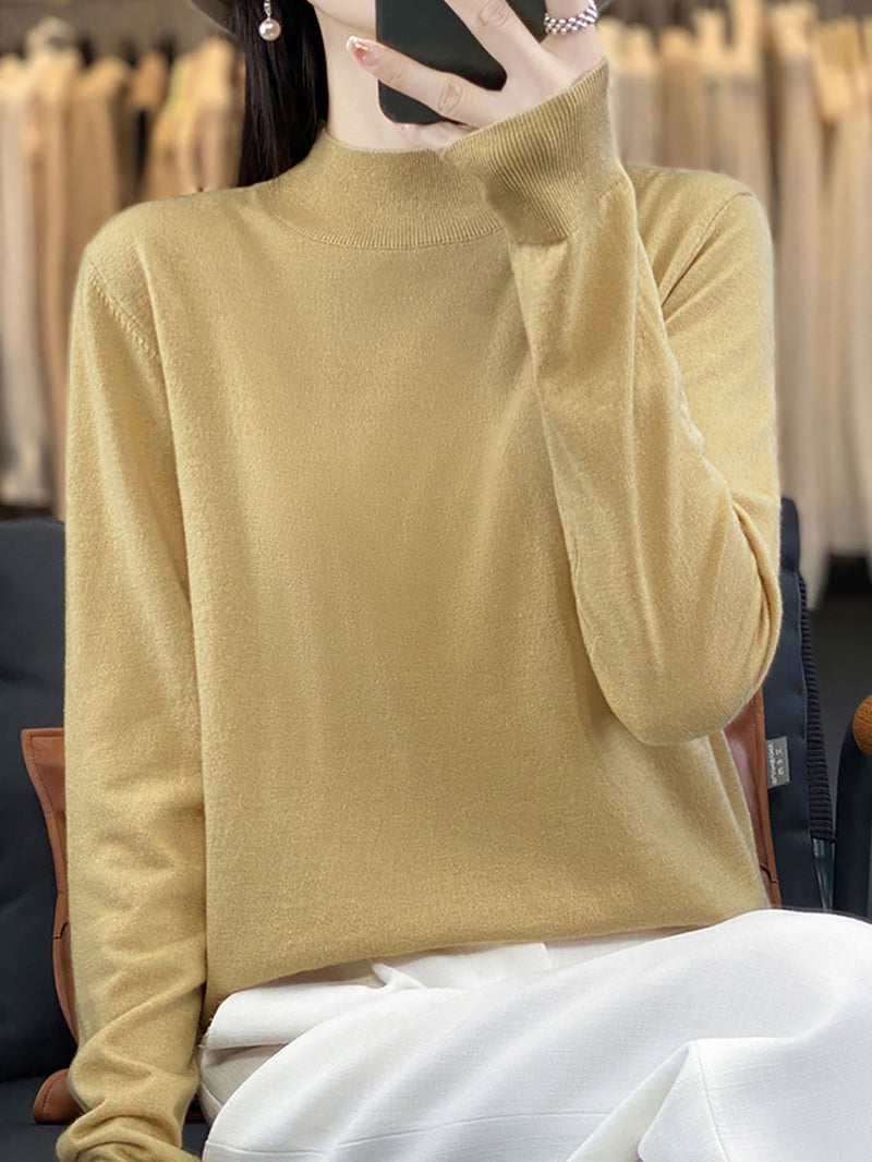 Autumn Knit Warm Half-turtleneck Sweater Wu019