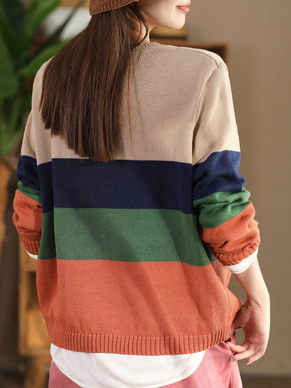 Autumn Colorblock V-neck Knit Sweater As1012