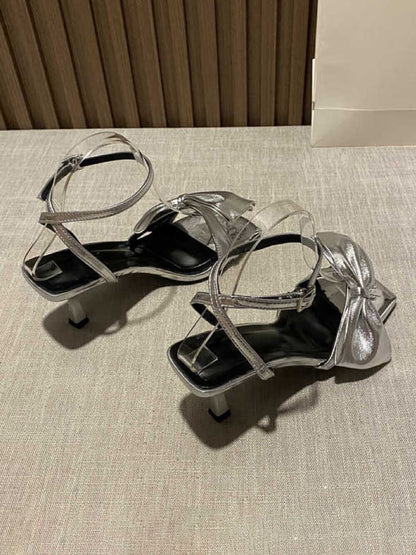 Bow-knot Chunky Heel Sandals
