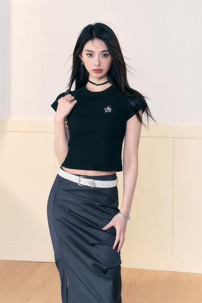 Logo Embroidery Slim Fit T-shirts & Tank Tops