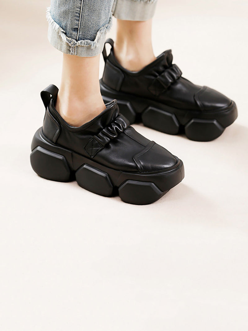 Autumn Stylish Soft Leather Platform Shoes Ah1001