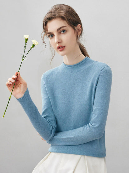 100% Cashmere Round Neck Knit Sweater