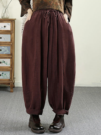 Autumn Pocket Linen Harem Pants Av1031