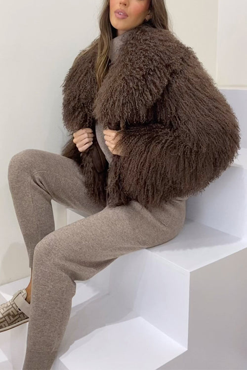 Open Front Winter Faux Fur Teddy Coat