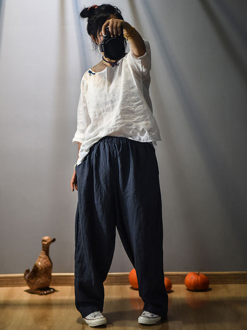 Spring Linen Harem Pants Fd040