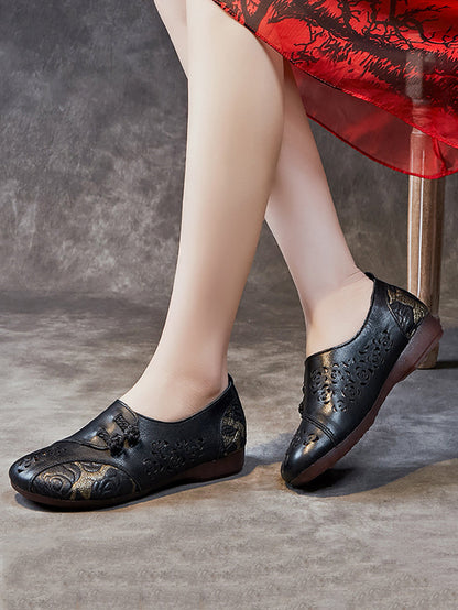 Colorblock Cutout Leather Low Heel Shoes Xx1048