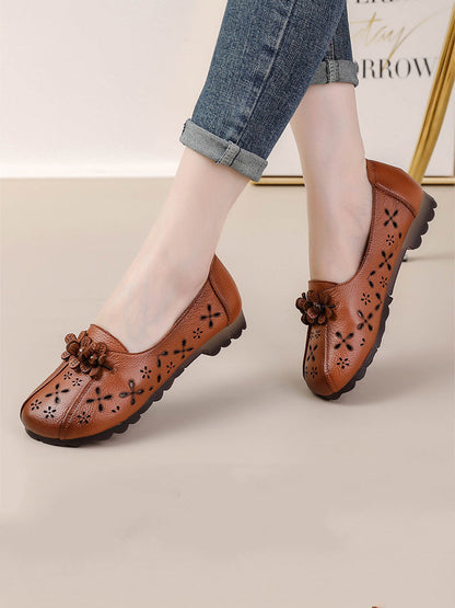 Summer Leather Flower Cutout Shoes Fg1026