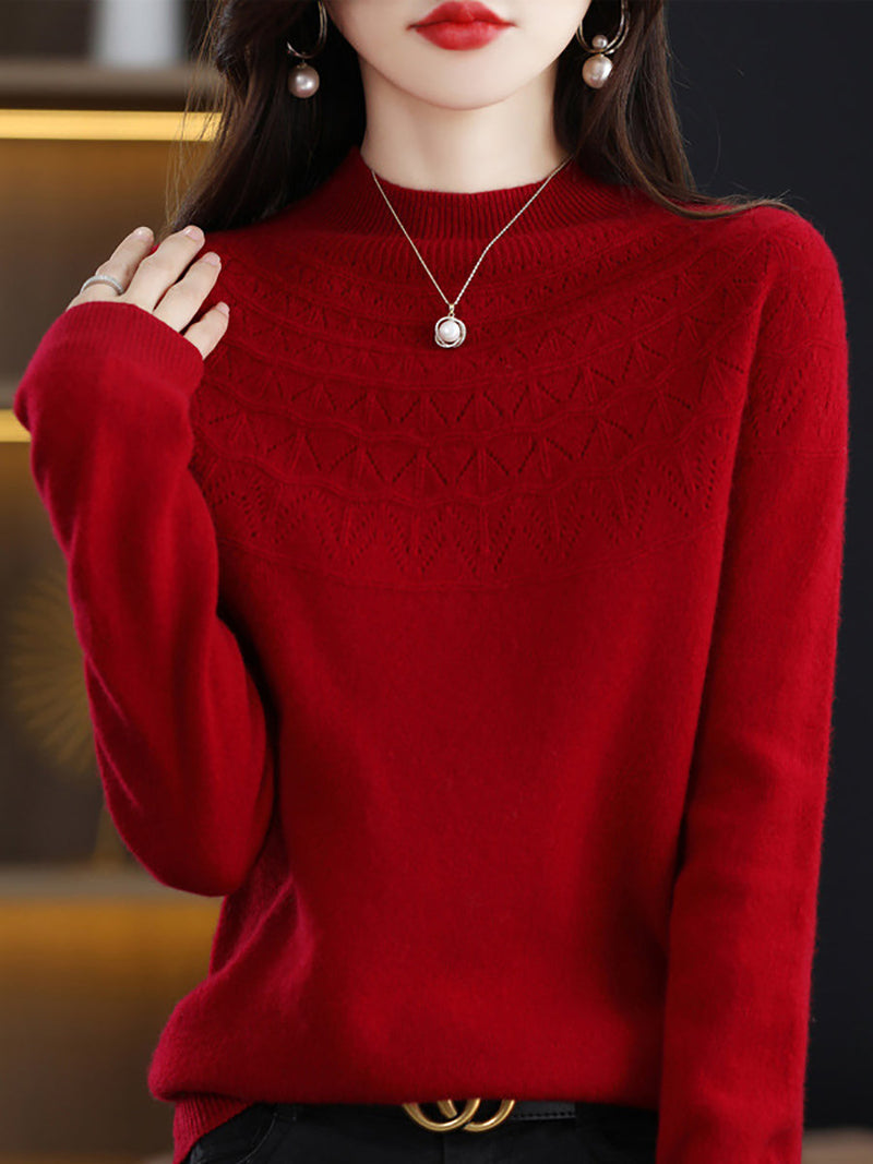 Autumn Cable Knit 100%wool Half Turtleneck Sweater Qn017