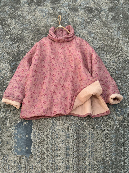 Autumn Turtleneck Ramie Padded Coat Qm029