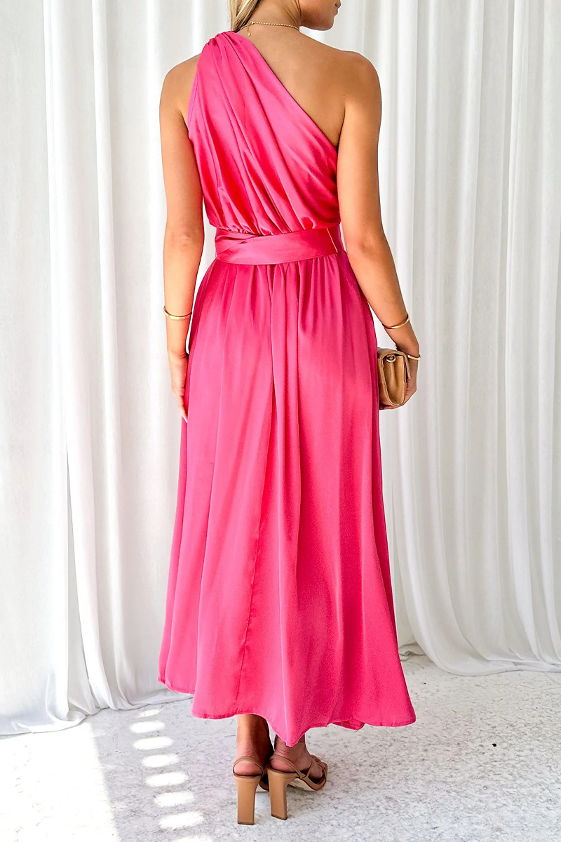 Backless Oblique Collar Waist Skirt Dresses