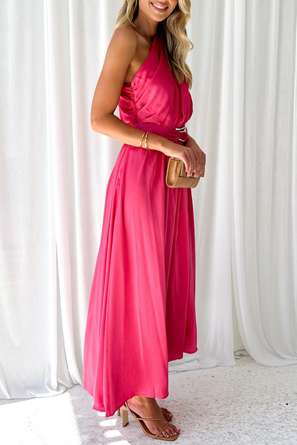Backless Oblique Collar Waist Skirt Dresses