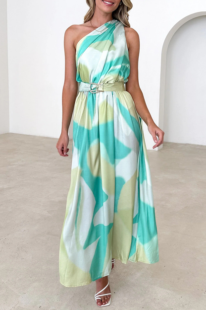 Backless Oblique Collar Waist Skirt Dresses