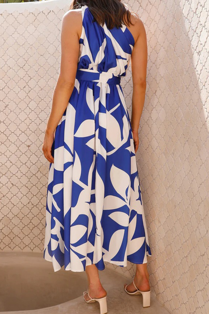 Backless Oblique Collar Waist Skirt Dresses