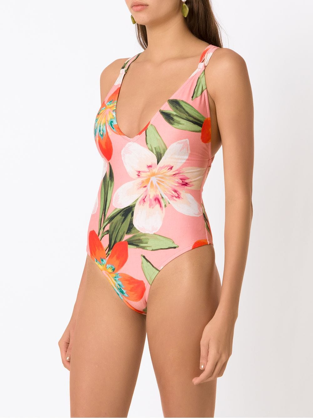 Print One Piece Swimsuit and Skirt