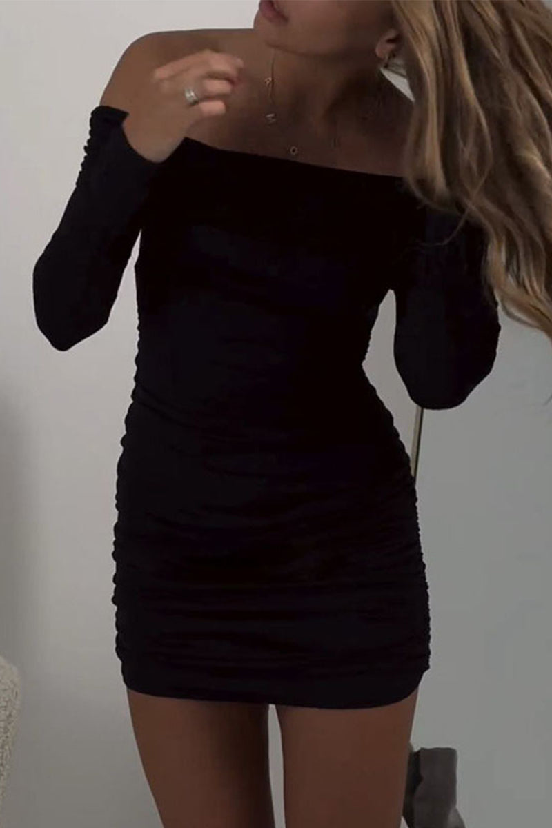 Simplicity Fold Off the Shoulder Wrapped Skirt Dresses