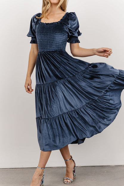 Flounce Fold Square Collar Cake Skirt Dresses