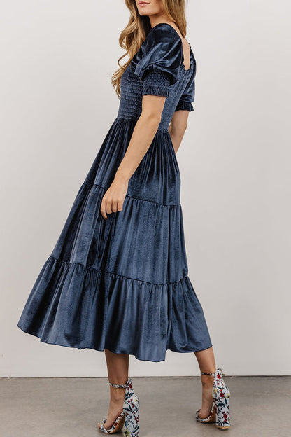 Flounce Fold Square Collar Cake Skirt Dresses