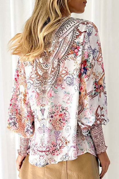 Print V Neck Blouses