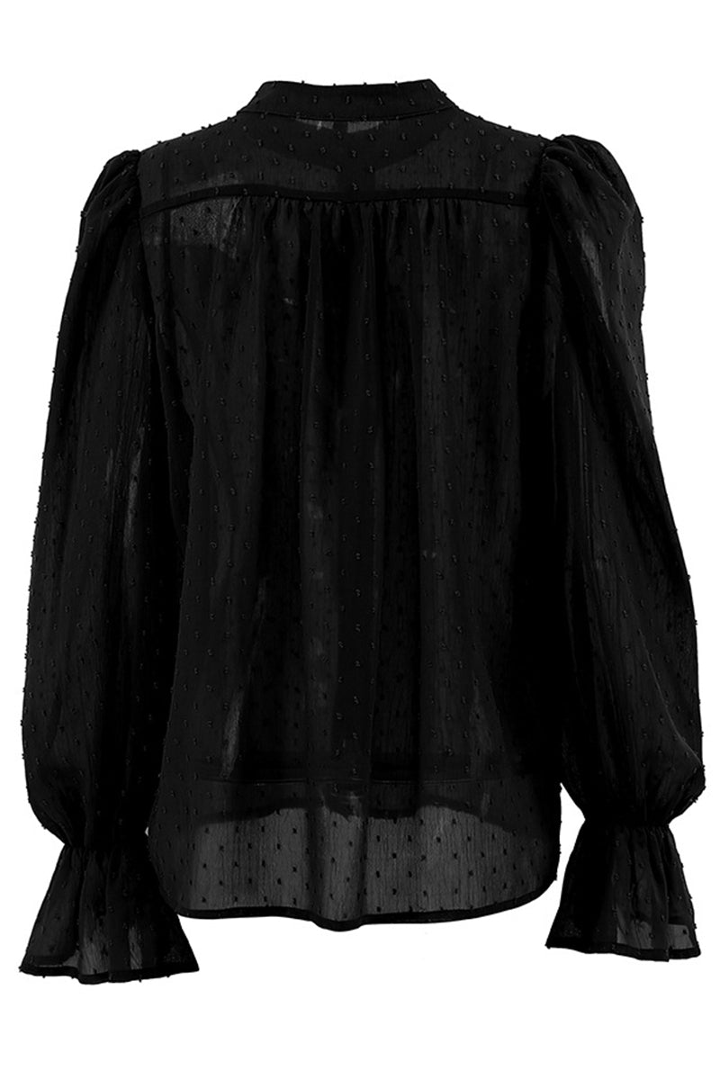 Sweet Flounce Mandarin Collar Blouses
