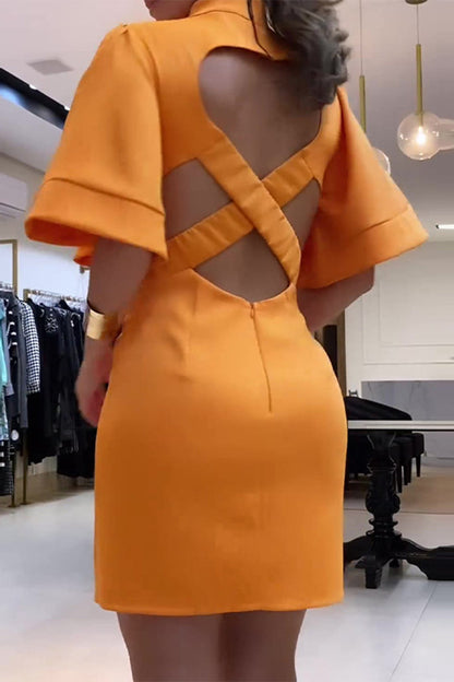 Simplicity Backless O Neck Wrapped Skirt Dresses(7 Colors)