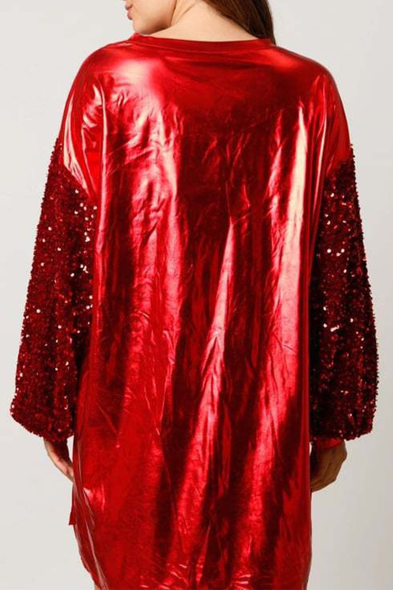 Party Sequins O Neck One Step Skirt Dresses