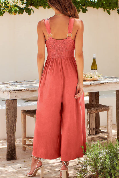 Simplicity Pocket Backless V Neck Loose Jumpsuits(13 Colors)