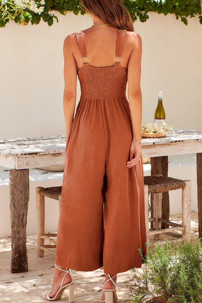 Simplicity Pocket Backless V Neck Loose Jumpsuits(13 Colors)